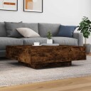  Salongbord med LED-lys røkt eik 100x100x31 cm 836606