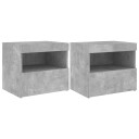  Nattbord med LED 2 stk betonggrå 50x40x45 cm 8721012253544
