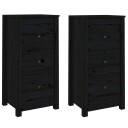 vidaXL Skjenker 2 stk svart 40x35x80 cm heltre furu