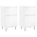 vidaXL Skjenker 2 stk høyglans hvit 40x35x70 cm konstruert tre