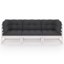 vidaXL Hagesofa med puter 3-seters heltre furu