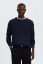 Selected Men   Genser Slmbraun Knit Rib Crew Neck   Blå