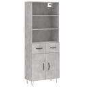 vidaXL Highboard betong grå 69,5x34x180 cm konstruert tre 8720845499716