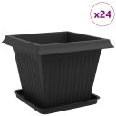 vidaXL Plantepotter 24 pcs Svart 43 x 43 x 33,5 cm Plast