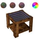  Salongbord med LED røkt eik 53x53x45 cm konstruert tre 847543