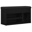Oppbevaringsbenk Sort Eik 80x30x45 cm Ingeniørtre
