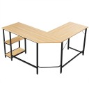 L formet skrivebord hjemmekontor med 2 hyller 138 x 60 x 75 cm naturlig