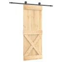  Skyvedør Naturlig og svart 80 x 210 cm Massiv Furu Tre