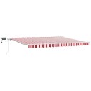  Manuell uttrekkbar markise med LED Rød og hvit stripe 450x300 cm