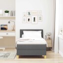  Box Spring Bed med Madrass & LED Mørk Grå 100x200 cm Stoff