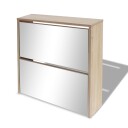 vidaXL Skoskap 2 h?yder speil eik 63x17x67 cm