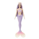 Barbie havfrue-dukke med fargerikt hår og hale pastell lilla
