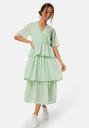 Happy Holly Butterfly Sleeve Flounce Dress Dusty green 36/38