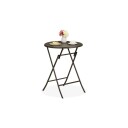 Rundt hagebord i rottinglook