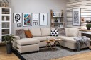Crazy 4 seters Høyrevendt U formet Large Sofa med Divan og Sjeselong i Stoff   Beige
