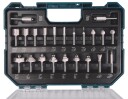 Makita D-74778 Fresestålsett for Tre med 22 Deler - V-Groove, Dovetail, Beading