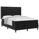  Box Spring Seng med Madrass Svart 160x200 cm Fløyel