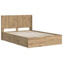 vidaXL Sengramme med oppbevaring og hodegavl Artisan Oak 140 x 190 cm