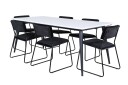 Venture Design Jimmy & Kenth spisegruppe Svart/hvit 6 stoler & bord 195 x 90 cm