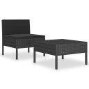 vidaXL Hagesofagruppe med puter 2 deler polyrotting svart