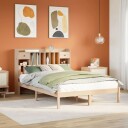  Seng med bokhylle uten madrass 140x200 cm heltre furu 8721158604132
