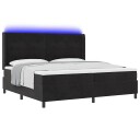  Box Spring Seng med Madrass og LED Svart 200x200 cm Fløyel