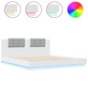  Sengeramme med hodegavl og LED-lys hvit 160x200 cm 8721012277311