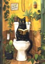 Cat on Toilet Plakat Plakat / 70x100cm