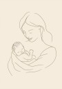 Posterbox Mother and Baby Line Drawing Plakat Plakat / 70x100cm