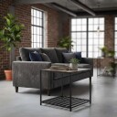 Industrielt firkantet sidebord med nettinghylle