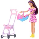 Barbie Skipper Babysitters Inc. Playset With Skipper Doll Baby Doll Stroller & 7 Accessories Pink