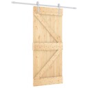vidaXL Skyvedør Naturlig og Hvit 90 x 210 cm Heltre furu