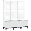 vidaXL Hageplanter med espalier og hjul Hvit 120 x 40 x 146 cm PP