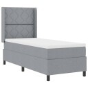  Box Spring Seng med Madras og LED Lys Lys Grå 90x190 cm Stoff