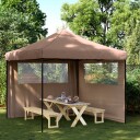  Sammenleggbart partytelt pop-up med 2 sidevegger brun 4004925