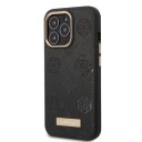 Guess Guhmp13lsaptk Iphone 13 Pro / 13 6.1" Juodas/Juodas Kietas Dėklas "Peony Logo Plate Magsafe"