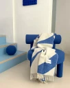 Maison Deux Swirl Blanket   Blue   130X 200CM