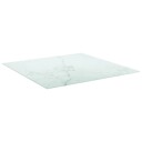 Bordplate hvit 70x70 cm 6 mm herdet glass med marmor design