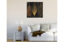 Lerretsbilde 45x45 cm Tre stiliserte blader i gull mot svart bakgrunn Gull / Svart
