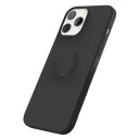 iPhone 13 Pro Max Liquid Silikondeksel med Ringholder Svart