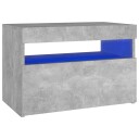 vidaXL Nattbord & LED-lys betonggrå 60x35x40 cm