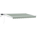  Manuell utvidbar markise med LED lamper Grønn og hvit 2,5 x 2 m