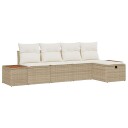  5 Dels Hage Sofa Sett med Puter Beige Poly Rattan
