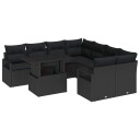  Hagesofa Set med pute 9 pcs Svart polyrotting