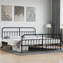 vidaXL Sengeramme i metall med hode- og fotgavl svart 193x203 cm 8720845881450
