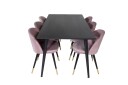 Venture Home Dipp Spisegruppe 180 cm Rektangulær med 6 Velvet Stoler Sort