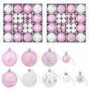 vidaXL Juleballsett 88 stk. Rosa og hvit Ø 6 cm Plast