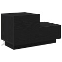  nattbord med LED lamper svart eik 70 x 36 x 40,5 cm