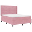  Boxspring Seng med Madrass og LED Rosa 140x190 cm Fløyel