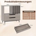 Platespillerstativ med 4 vinylspor og 2 skuffer – grå
